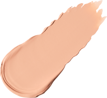 Kremowy swatch podkładu Rimmel Multi Tasker Blur Booster Classic Ivory, lekki, beżowy kolor na czerni.