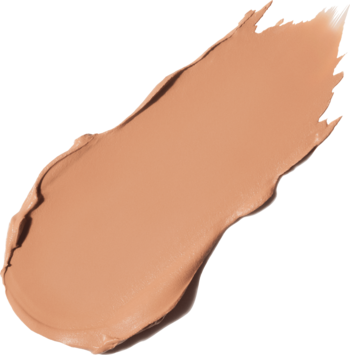 Kremowy podkład Rimmel Multi Tasker Blur Booster w odcieniu Light Honey, próbka koloru na czarnym tle, gładka tekstura.