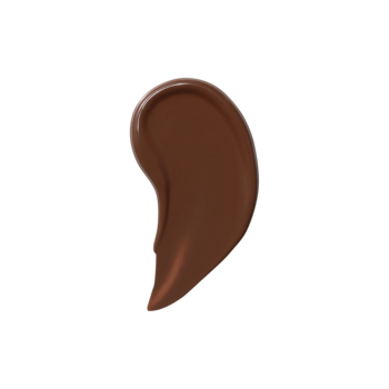 Pojedyncza, kremowa kropla nawilżającego korektora e.l.f. Soft Glam Satin Rich Warm, ciemny brąz na czarnym tle.