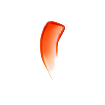 Smuga błyszczącej pomadki e.l.f. Glow Reviver Slipstick Tanger-sheen, pomarańczowa próbka koloru na czarnym tle.