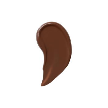 Płynny korektor e.l.f. Soft Glam Satin Rich Cool, ciemnobrązowy swatch z satynowym wykończeniem na czarnym tle.