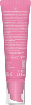 Miya myWONDERBALM Krem kojący z Centella Asiatica, różowa tubka z pompką, tył z opisem, 75 ml.