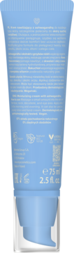 Miya myWONDERBALM Call me later, krem nawilżający z ashwagandą 75ml, tył niebieskiej tubki z widocznym tekstem.