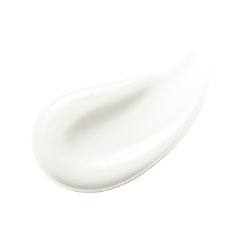 Próbka Miss Sporty Naturally Perfect Butter Kissed Lip. Biały, kremowy balsam do ust o waniliowym zapachu, rozmazany na czarnym tle.