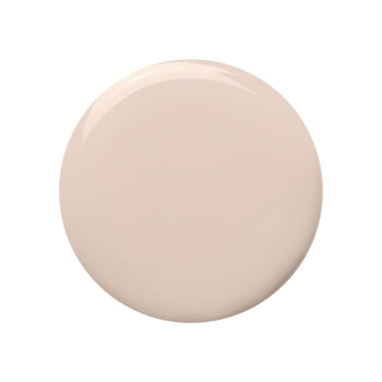 Błyszczący lakier Miss Sporty Naturally Perfect Latte, jasnobeżowy, rozlany w okrągłą kroplę na czarnym tle.