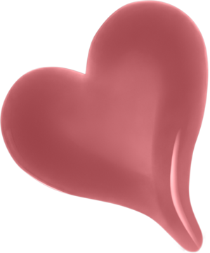 Czerwono-różowe, błyszczące, trójwymiarowe serce na czarnym tle, symbol tintu do ust Bourjois Stain in Love.