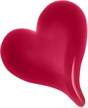 Czerwone, błyszczące serce 3D na czarnym tle, symbolizujące długotrwałość tintu do ust Bourjois Stain in Love.