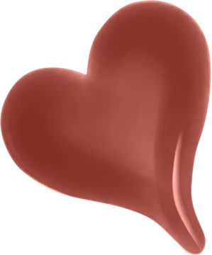 Błyszczące, trójwymiarowe serce w kolorze brudnego różu, symbolizujące miłość do tintu Bourjois Stain in Love.