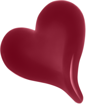 Ciemnoczerwone, błyszczące serce 3D na czarnym tle, w kontekście tintu Bourjois Stain in Love.