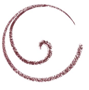 Artystyczny rysunek spiralny w kolorze burgundowej czerwieni, z efektem kredki, symbolizuje eyeliner essence Red Velvet.