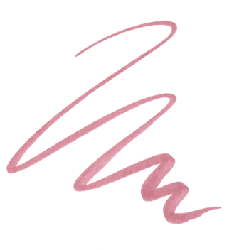 Różowa, falująca linia swatched konturówki essence line & STAIN TATTOO LIP LINER 04 Blush Rush na białym tle.