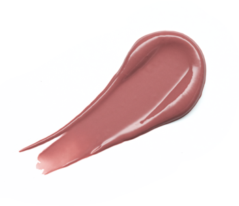 Błyszcząca próbka koloru balsamu essence hydra kiss 03 Cocoa Kiss, w odcieniu kakaowego nude na białym tle.