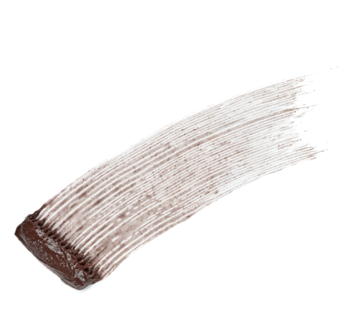 Eye Specials: brązowy swatch tuszu do rzęs lub żelu do brwi z widocznym aplikatorem na białym tle.