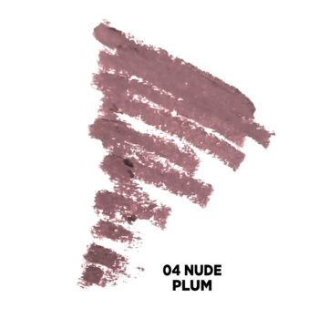 Eveline Celebrity Nudes miękka konturówka do ust, swatch koloru 04 Nude Plum na białym tle, matowy.