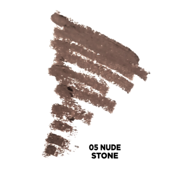 Zbliżenie na próbki konturówki Eveline Celebrity Nudes, odcień 05 Nude Stone. Brązowe, matowe smugi.