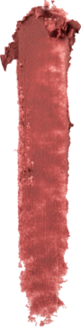 Pionowa próbka pomadki LipEAZE Lip Blur o pudrowej, rozmytej teksturze w kolorze brudnego różu, na czarnym tle.