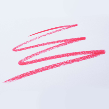 Zbliżenie na próbkę koloru Artdeco Soft Lip Liner Fireball: kremowa, czerwona, falista linia na białym tle.