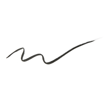Cienki, falisty ślad czarnego eyelinera High Precision Liquid Liner na białym tle, prezentujący precyzję linii.