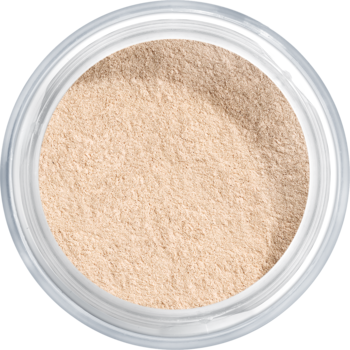 Widok z góry na otwarty puder sypki transparentny ARTDECO Translucent Loose Powder 2, jasnobeżowa drobna tekstura.