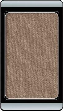 Perłowy cień Artdeco Soft Brown Mauve, beżowo-brązowy, w prostokątnej czarnej kasetce, widok z góry.