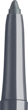 Zbliżenie srebrnego Mineral Eye Styler, wysuwanej kredki do oczu z metalicznym połyskiem, ukazujące precyzyjną końcówkę.