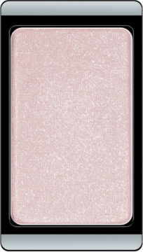 Jasnoróżowy, brokatowy cień Artdeco Glam Pink Treasure. Magnetyczny wkład w czarno-srebrnej, prostokątnej ramce.