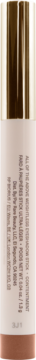 Rare B. All Weightless Eyeshadow Stick Adventure, tył opakowania z rozmytym tekstem, złota nakrętka, beżowy korpus.