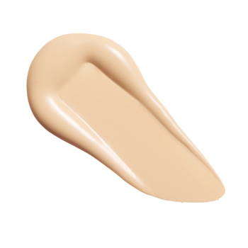 Próbka podkładu Revolution Superdewy Cushion Foundation Light Neutral Warm, jasnobeżowa, kremowa smuga na białym tle.