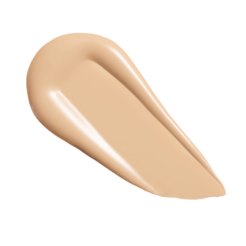 Próbka podkładu Revolution Superdewy Cushion Foundation Fair Cool, jasnobeżowa, kropla na białym tle.
