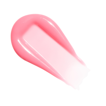 Błyszczący różowy swatch Revolution Peptide Glaze Tinted Lip Serum, Strawberries & Cream, na białym tle.