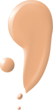 Duża, błyszcząca kropla beżowego podkładu FIT ME LUMINOUS & SMOOTH do twarzy z małymi kropelkami.