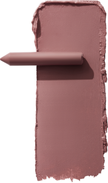 Matowa pomadka w kredce Maybelline Super Stay Ink Crayon, odcień brudnego różu, widoczna na nałożonej próbce.