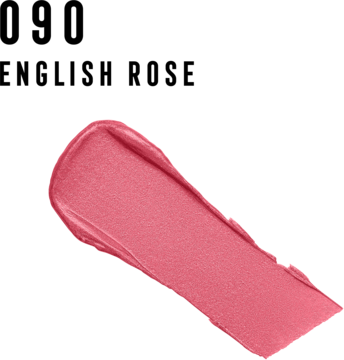 Swatch kremowej pomadki Max Factor Colour Elixir English Rose, różowy odcień z nawilżającym wykończeniem.