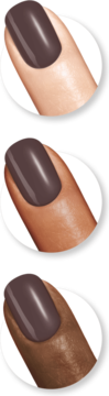 Szybkoschnący lakier Sally Hansen Insta-Dri 193 Slick Slate, głęboki brąz na paznokciach o różnych karnacjach.