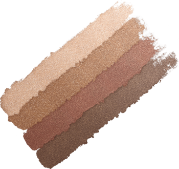 Swatche cieni Max Factor Colour Expert Mini Palette: 5 ukośnych pasm w odcieniach nude i brązu, satynowe.