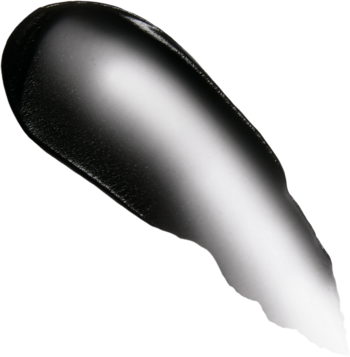 Zbliżenie czarnej, gęstej smugi matującej bazy pod podkład, ukazujące jej aksamitną teksturę.