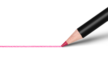 Czarna kredka premium z różowym grafitem, płynnie rysuje prostą, żywą różową linię na białym tle.