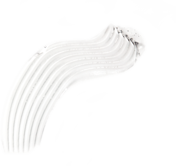 Biały, pofałdowany swatch transparentnego żelu do brwi Rimmel Wonder'Full Brow Gel na czarnym tle.