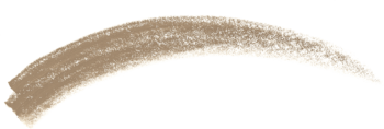 Rimmel Brow This Way 003 Blonde, zbliżenie na jasnobrązową smużkę kredki do brwi na beżowym tle.