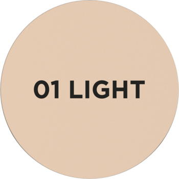 Okrągły wzornik podkładu Variété w pudrze, odcień 01 LIGHT, dla matowego wykończenia skóry.