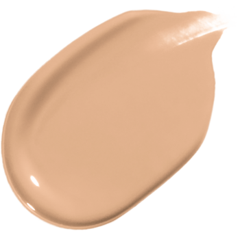 Gładki swatch beżowego, nawilżającego serum-korektora NYX Bare With Me, na czarnym tle.