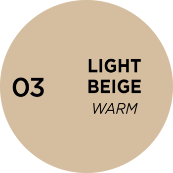Okrągła próbka koloru podkładu Eveline Better Than Perfect, odcień 03 jasny beż ciepły.
