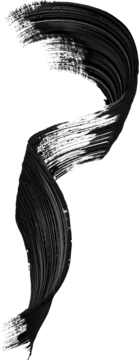 Czarny, skręcony, pionowy pociągnięcie maskary Bourjois Twist up the Volume Ultra Black, podkreślające intensywny kolor.