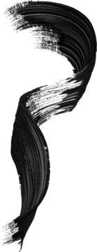 Czarny, skręcony, pionowy pociągnięcie maskary Bourjois Twist up the Volume Ultra Black, podkreślające intensywny kolor.