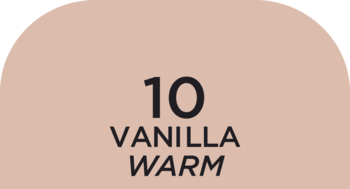 Jasny, zaokrąglony wzornik podkładu WONDER MATCH LUMI, odcień 10 Vanilla Warm.