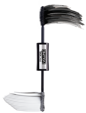 L'Oréal Paris Pro XXL Volume, podwójny tusz z dwiema szczoteczkami, czarną i białą, widok z przodu.