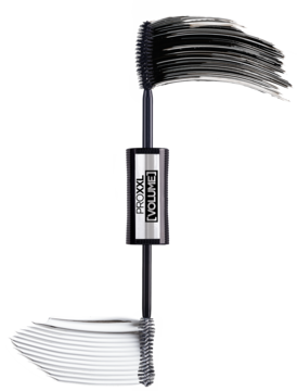L'Oréal Paris Pro XXL Volume, podwójny tusz z dwiema szczoteczkami, czarną i białą, widok z przodu.