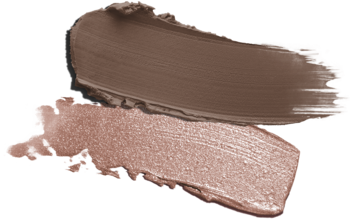 Wonderstick Dual Face Lift: kremowe swatche brązowo-szarego konturu i rozświetlacza w różowym złocie.