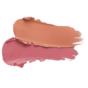 Swatche Wonder Stick Cream Blush: kremowy róż do policzków w odcieniach brzoskwiniowym i różowym, widoczne warstwy.