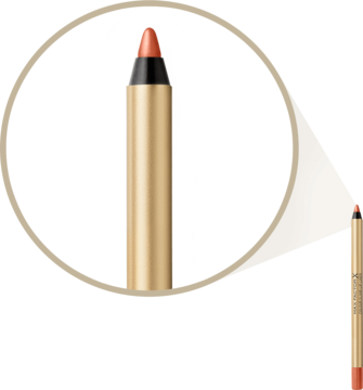 Konturówka Max Factor Colour Elixir Brown n Nude, widok z powiększeniem pomarańczowo-brązowej końcówki.